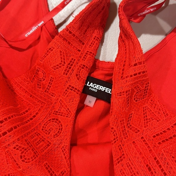 Karl Lagerfeld Logo Lace Midi Dress - Picture 7 of 8